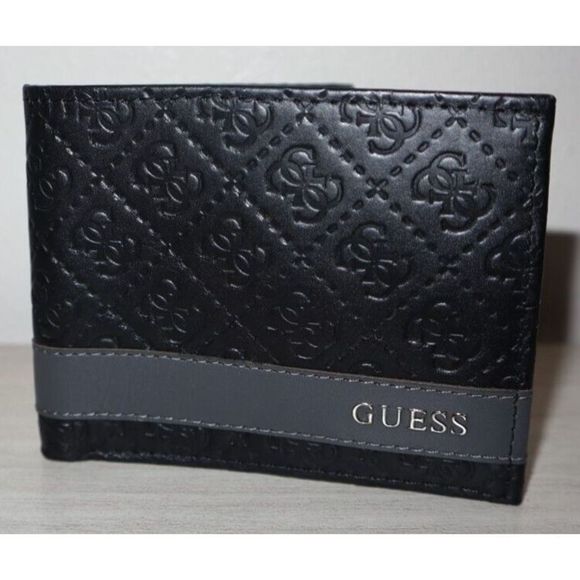 Guess 31GO220095 Men's Black "G" Embossed Leather Credit Card ID Bifold Wallet - Picture 7 of 8